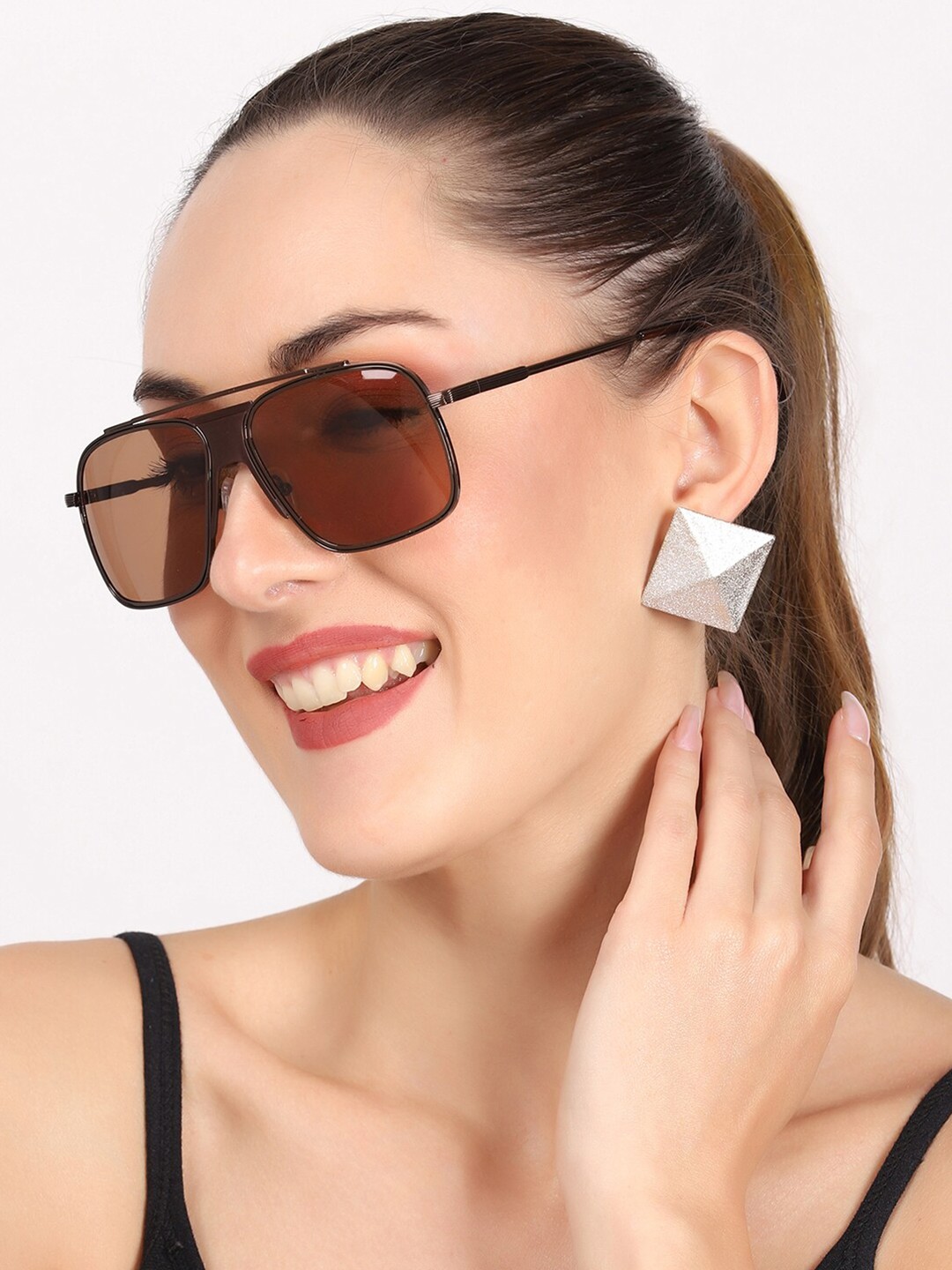 

Swiss Design Lens & Aviator Sunglasses with UV Protected Lens SDGSW-6988-04, Brown