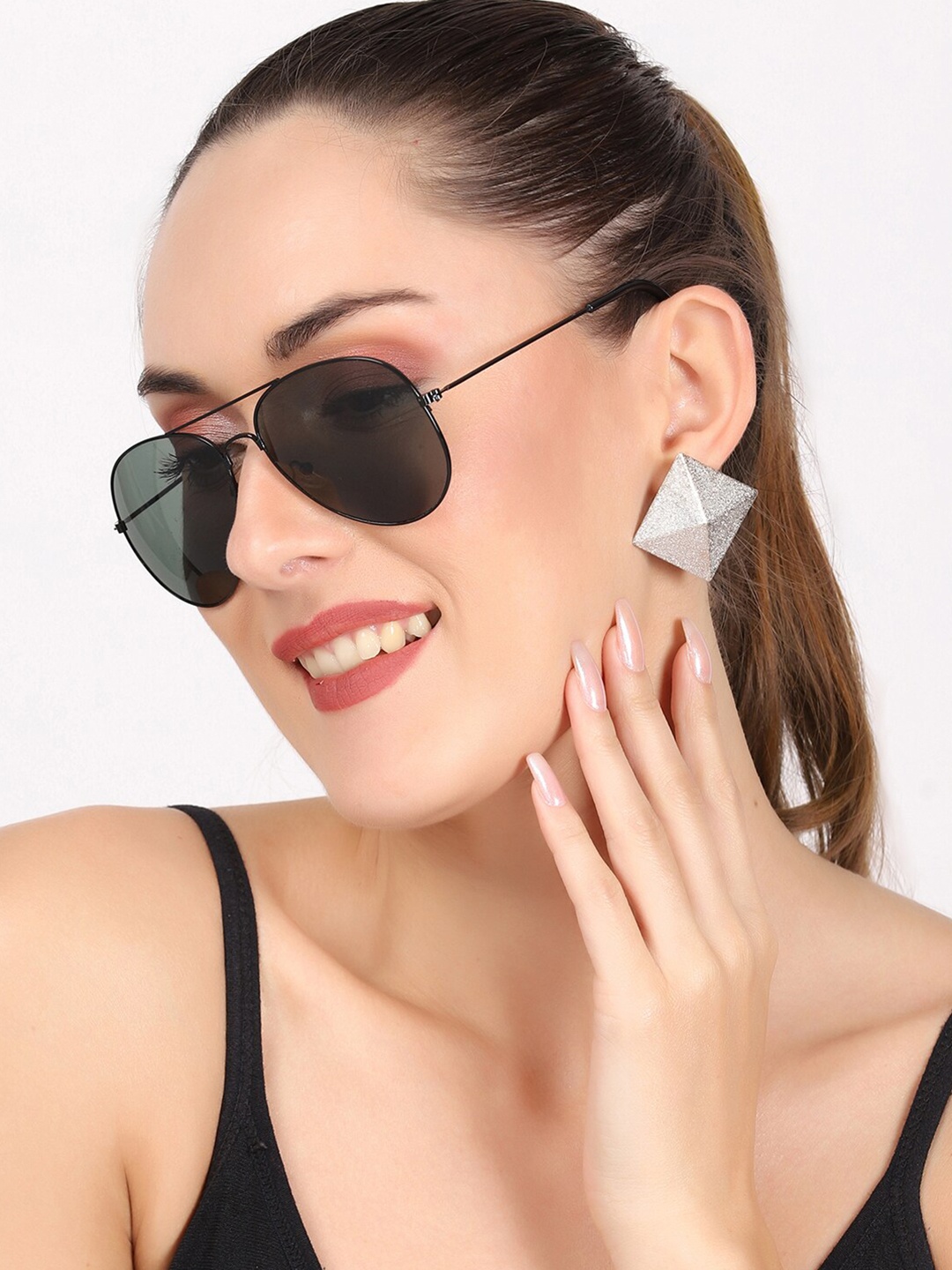 

Swiss Design Lens & Aviator Sunglasses with UV Protected Lens SDGSW-AVI_BKBK, Black