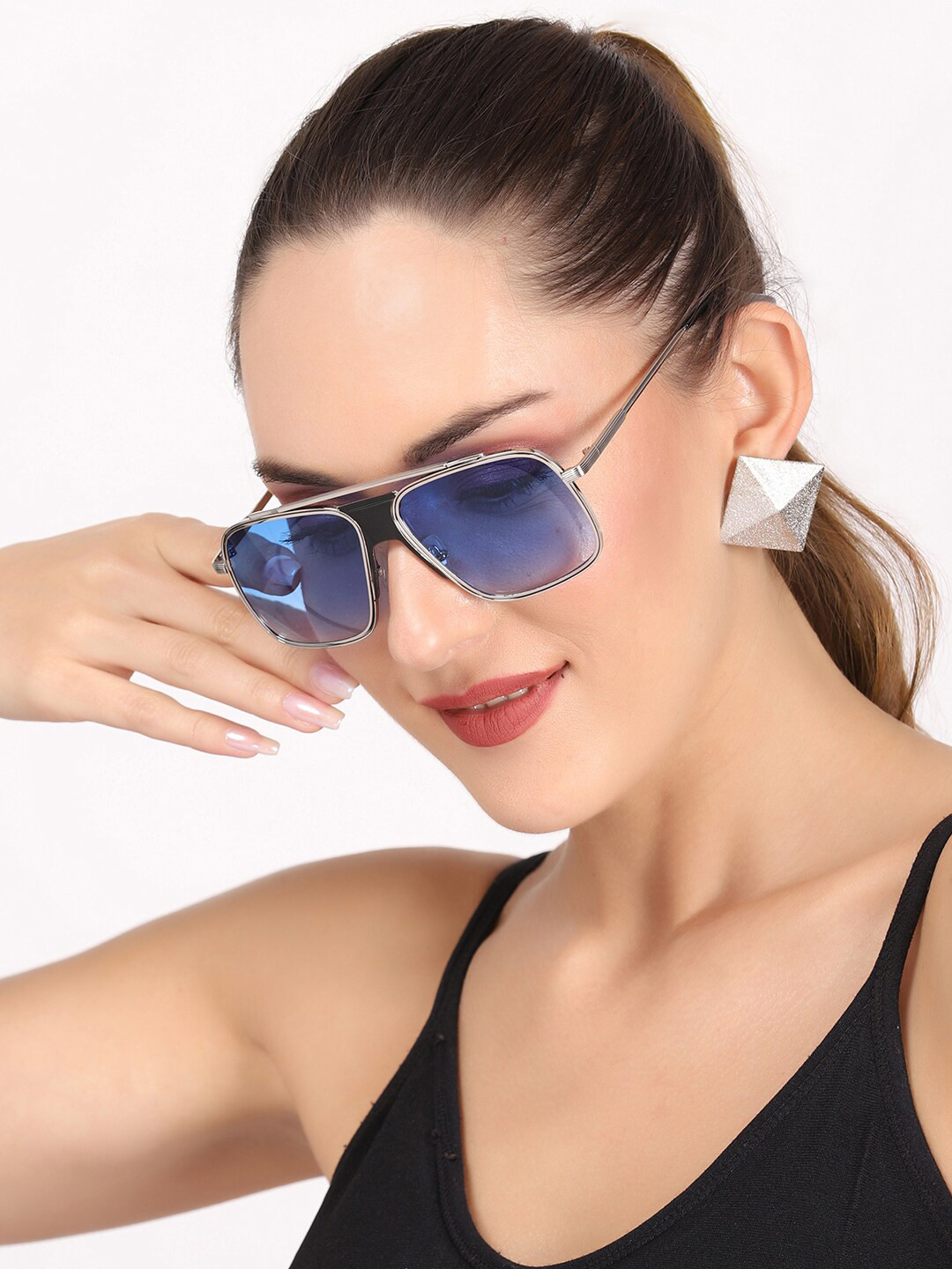 

Swiss Design Women Square Sunglasses with UV Protected Lens SDGSW-6988-08, Blue