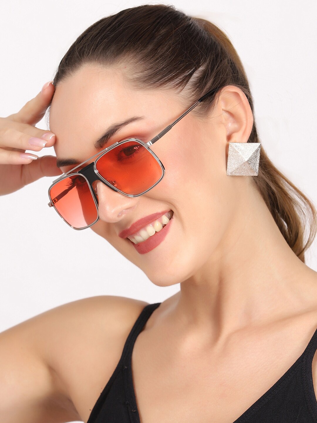 

Swiss Design Women Square Sunglasses with UV Protected Lens SDGSW-6988-02, Orange
