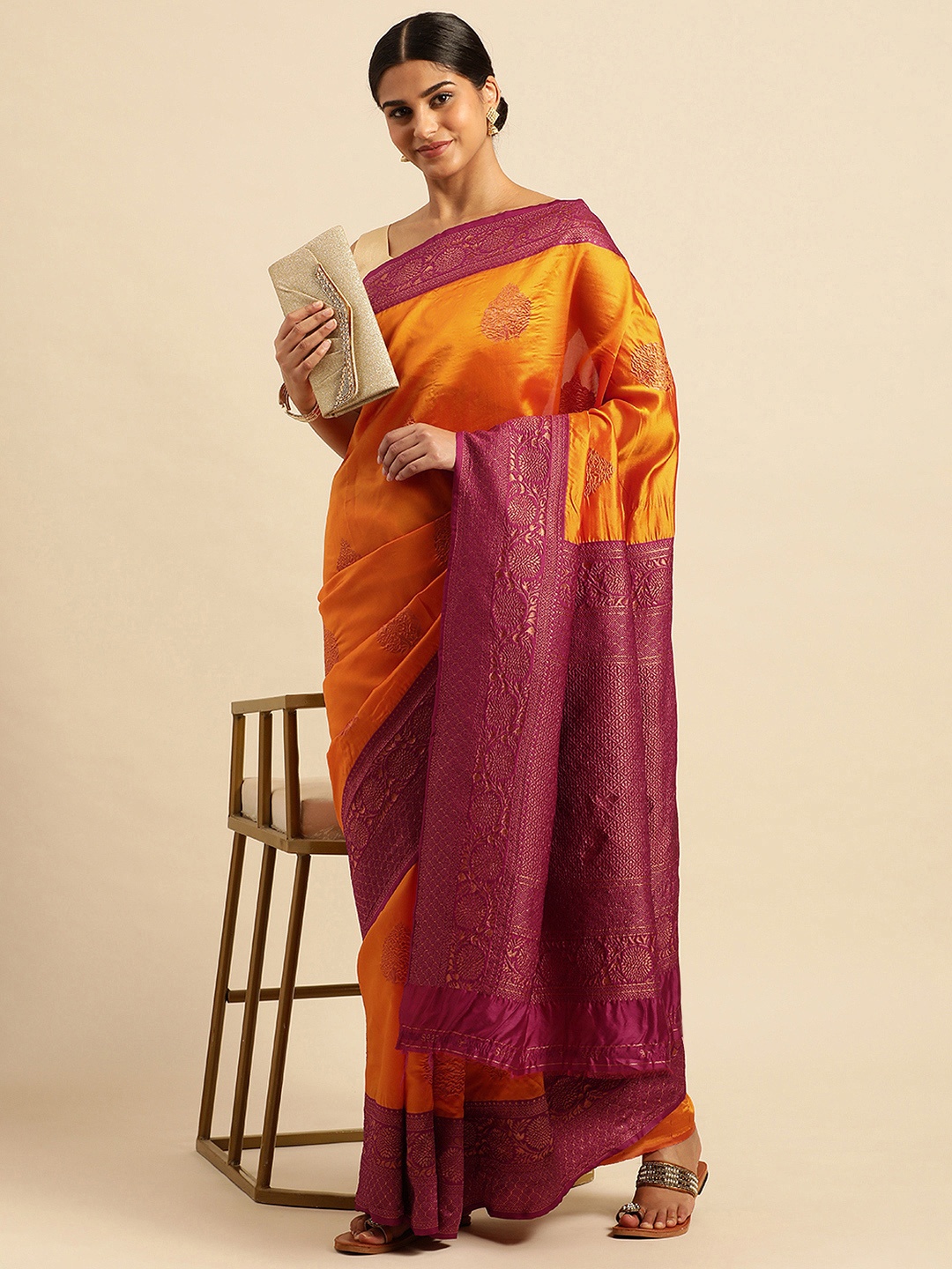 

Wuxi Zari Pure Silk Banarasi Saree, Yellow