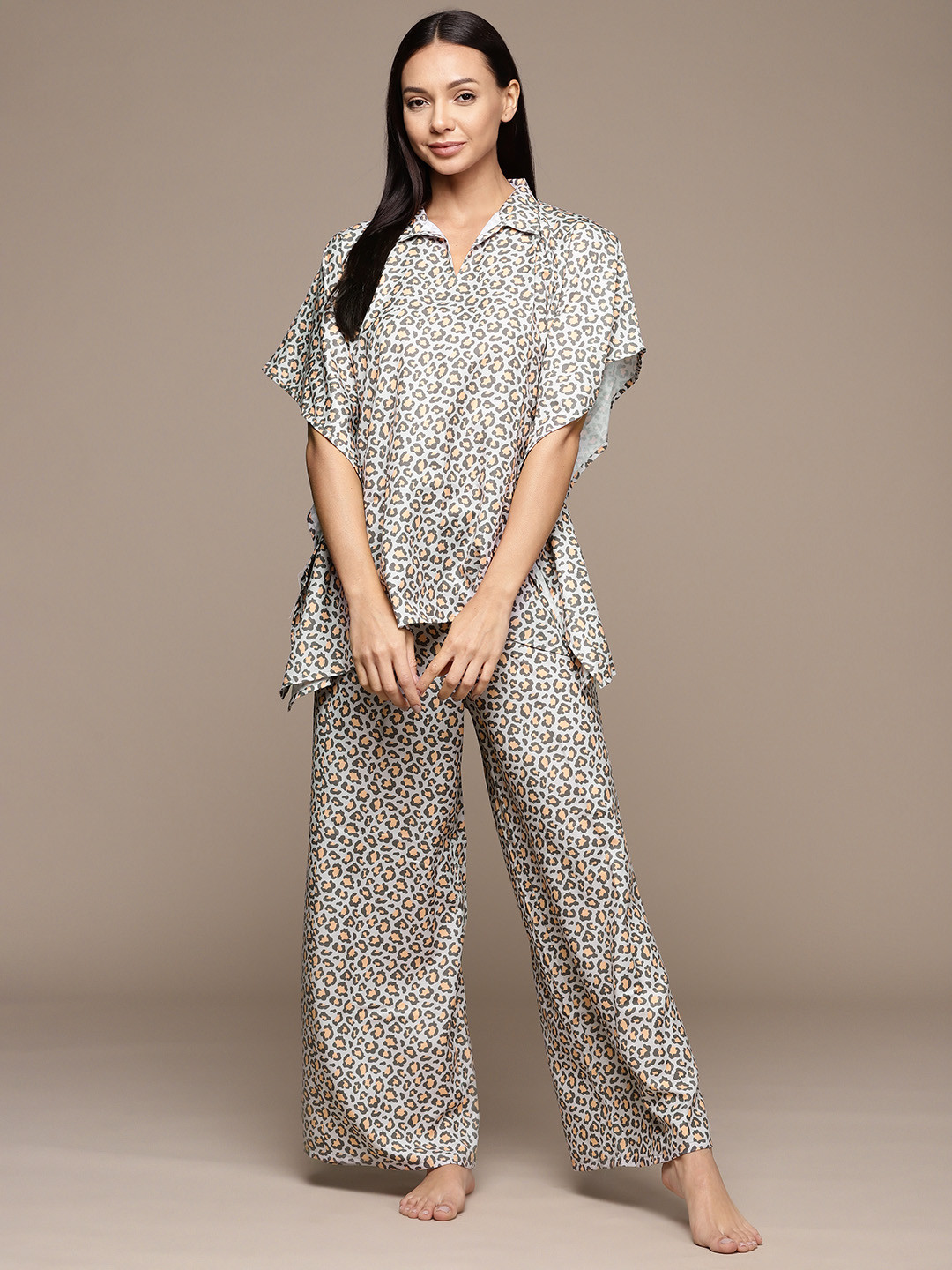 

ZIYAA Women Printed Night suit, Grey