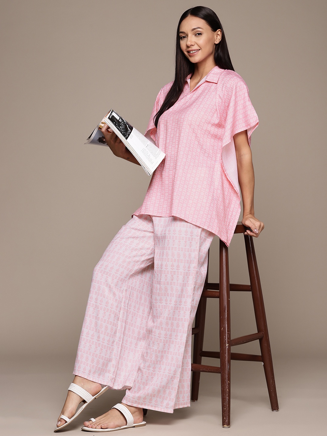 

ZIYAA Women Printed Night suit, Pink