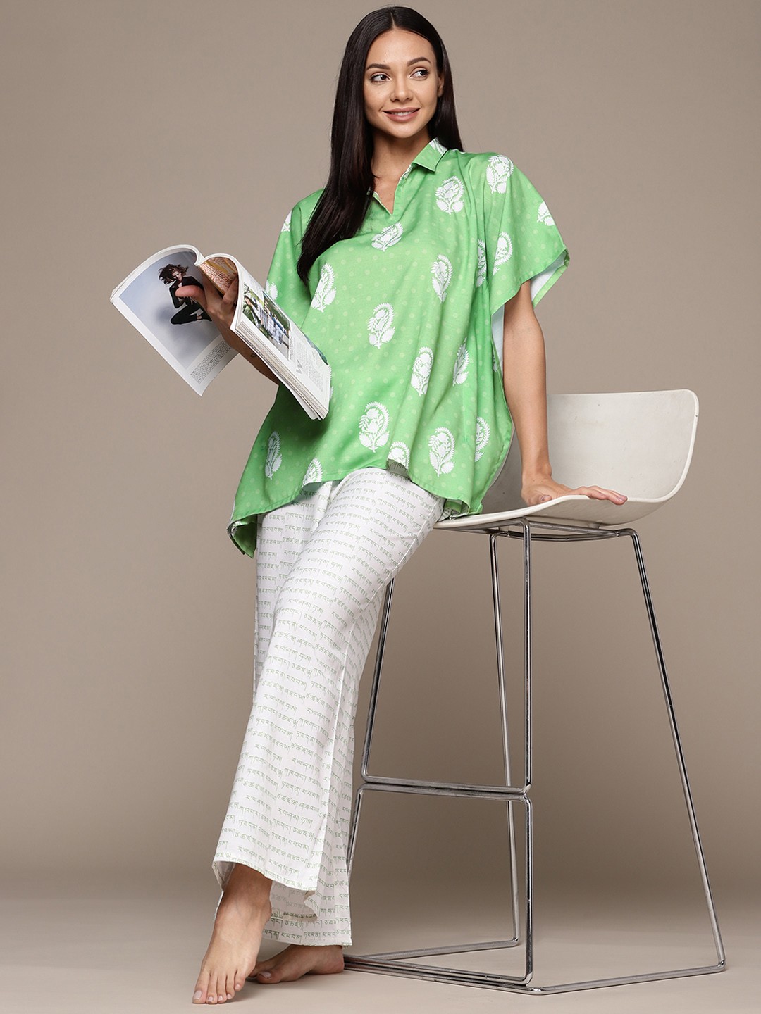 

ZIYAA Women Printed Night suit, Green