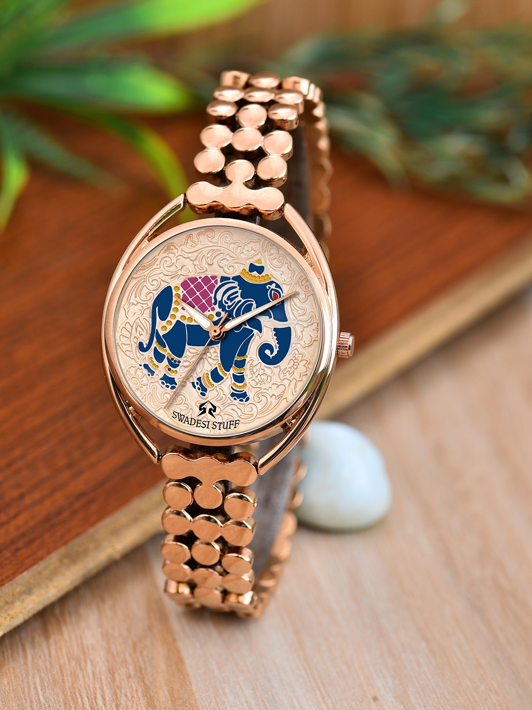 

SWADESI STUFF Women Stainless Steel Bracelet Style Straps Watch, Rose gold