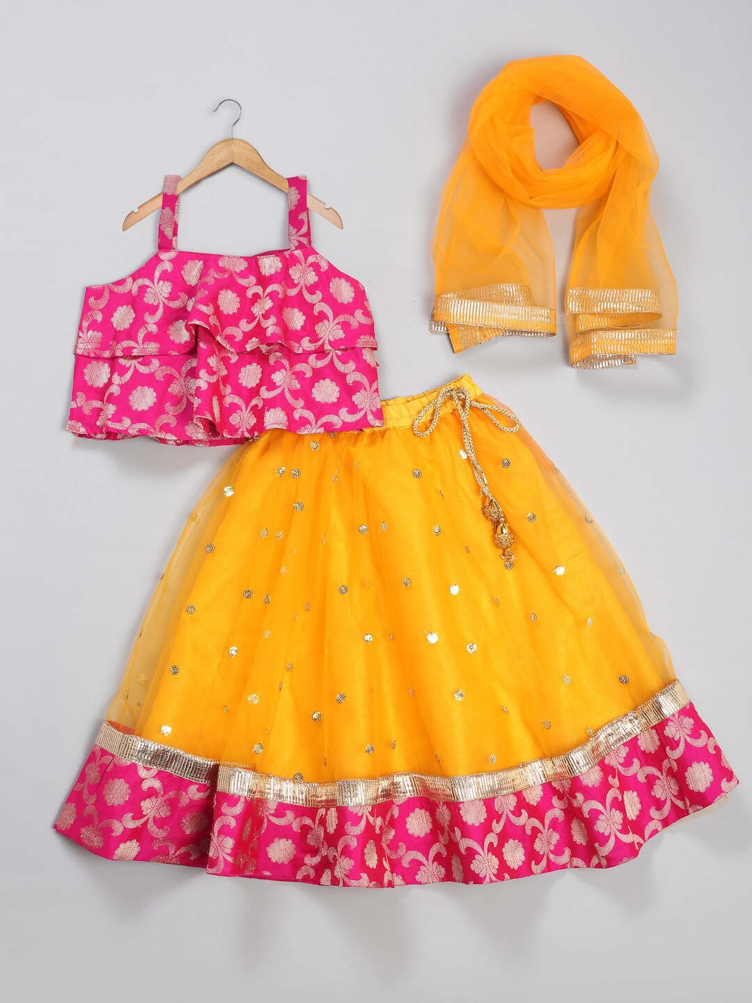 

SAKA DESIGNS Girls Ready to Wear Lehenga & Choli With Dupatta, Orange