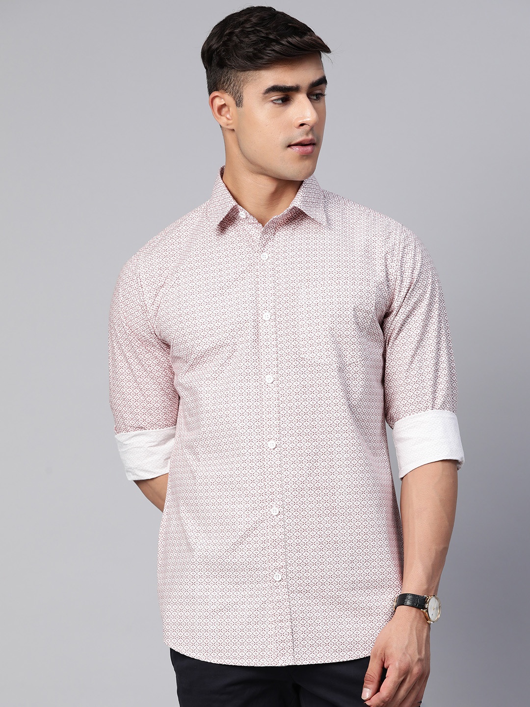 

DEZANO Men Comfort Printed Casual Shirt, Maroon