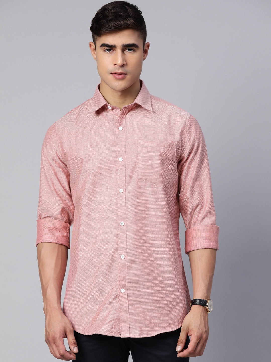 

DEZANO Men Comfort Printed Casual Shirt, Pink