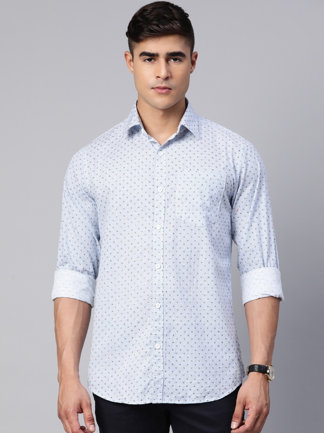 

DEZANO Men Comfort Geometric Printed Casual Shirt, Blue