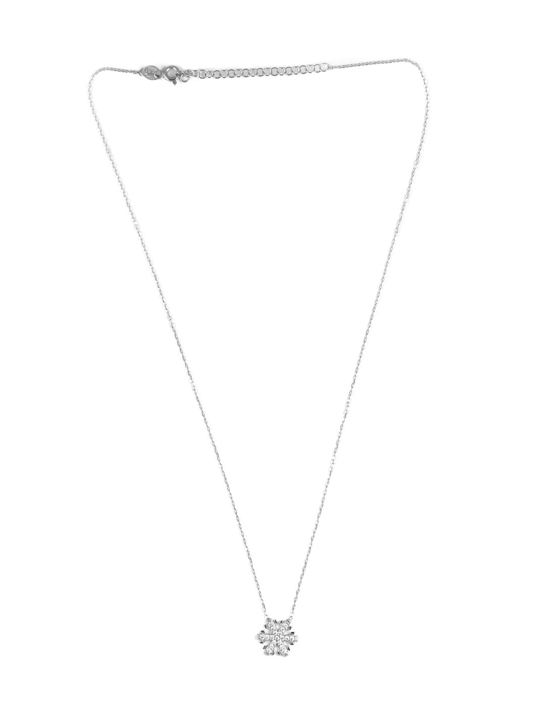 

AKSA Rhodium-Plated Snow Flake Necklace, Silver