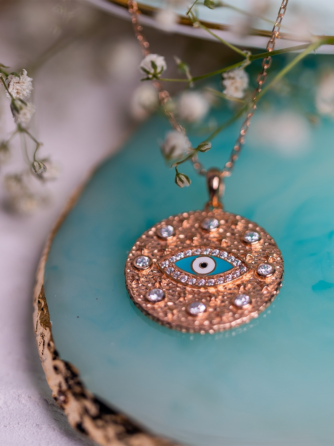 

AKSA Gold-Plated Cubic Zirconia Pendant Chain, Rose gold