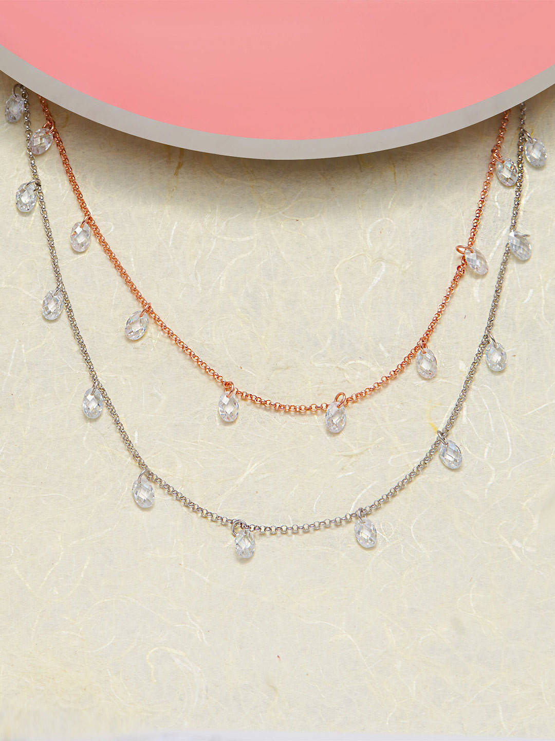 

AKSA Rose Gold-Plated Beaded Layered Necklace