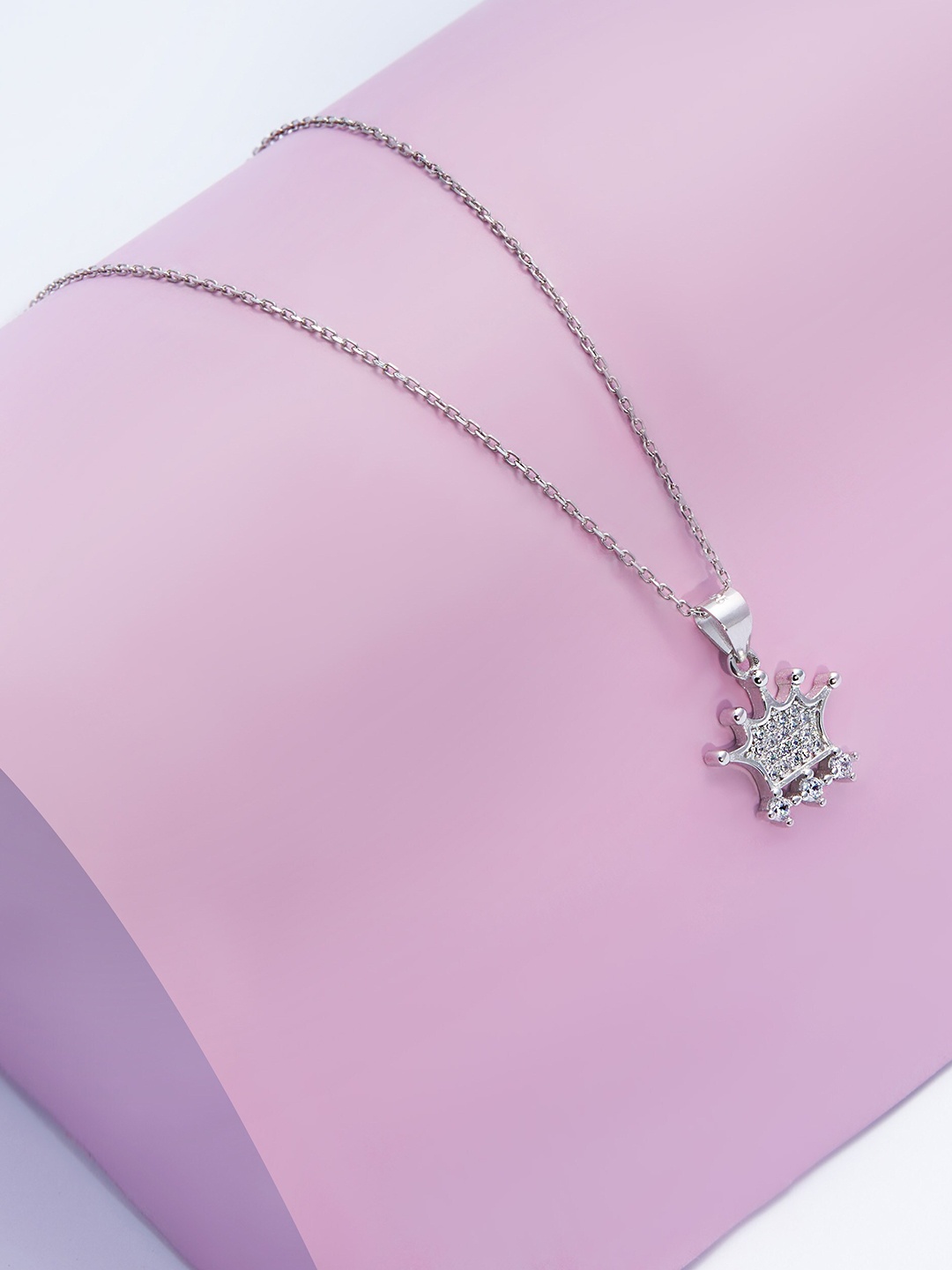 

AKSA Crown Silver Rhodium-Plated Necklace