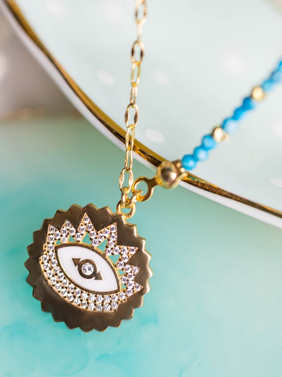 

AKSA Silver Gold-Plated Necklace
