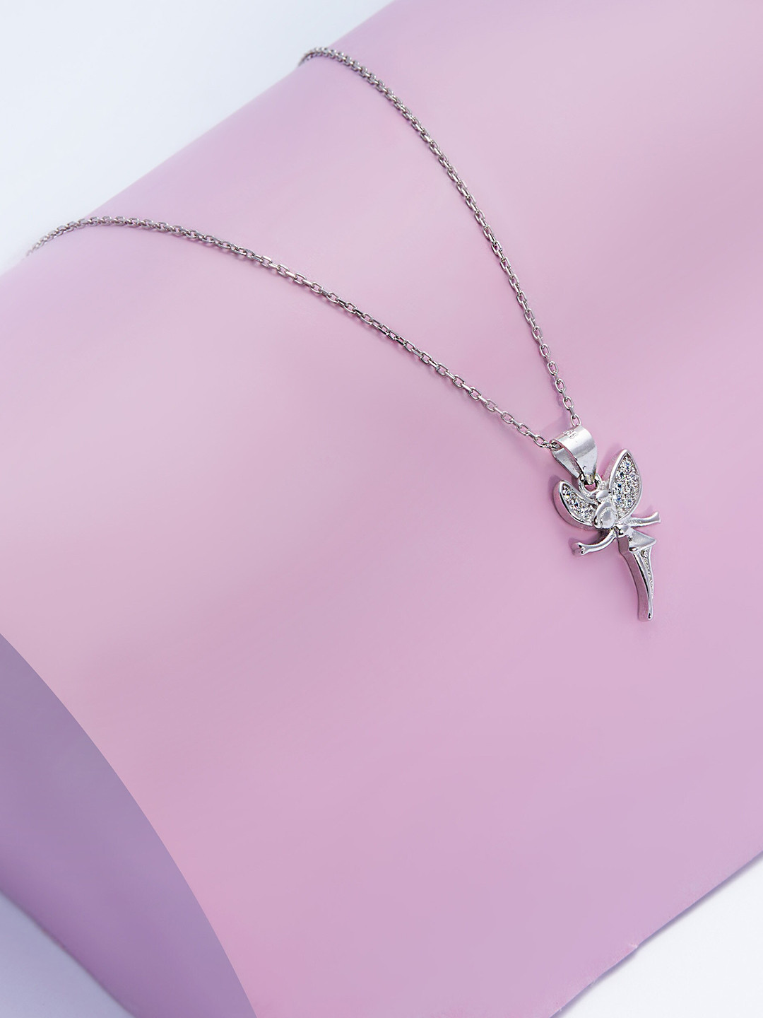 

AKSA Silver-Toned & White Silver Rhodium-Plated Necklace