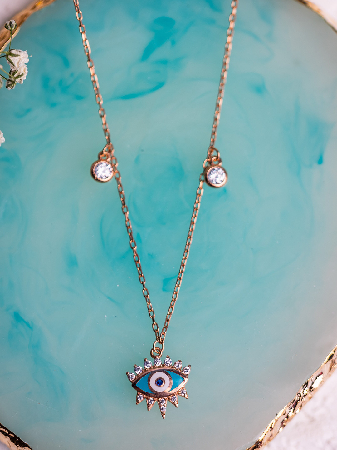 

AKSA Rose Gold-Plated Evil Eye Necklace