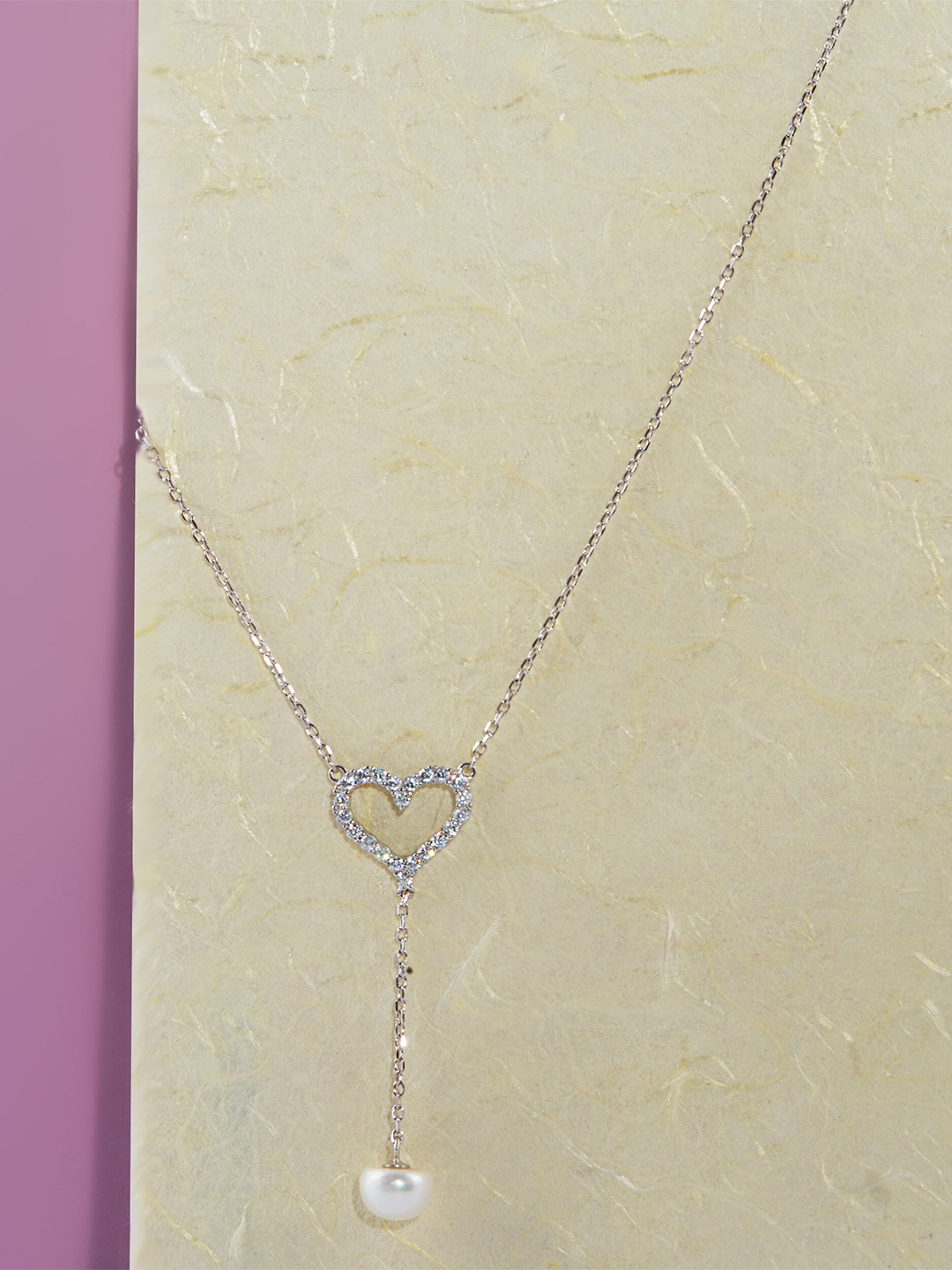 

AKSA Silver Rhodium-Plated Beads Drop Chain