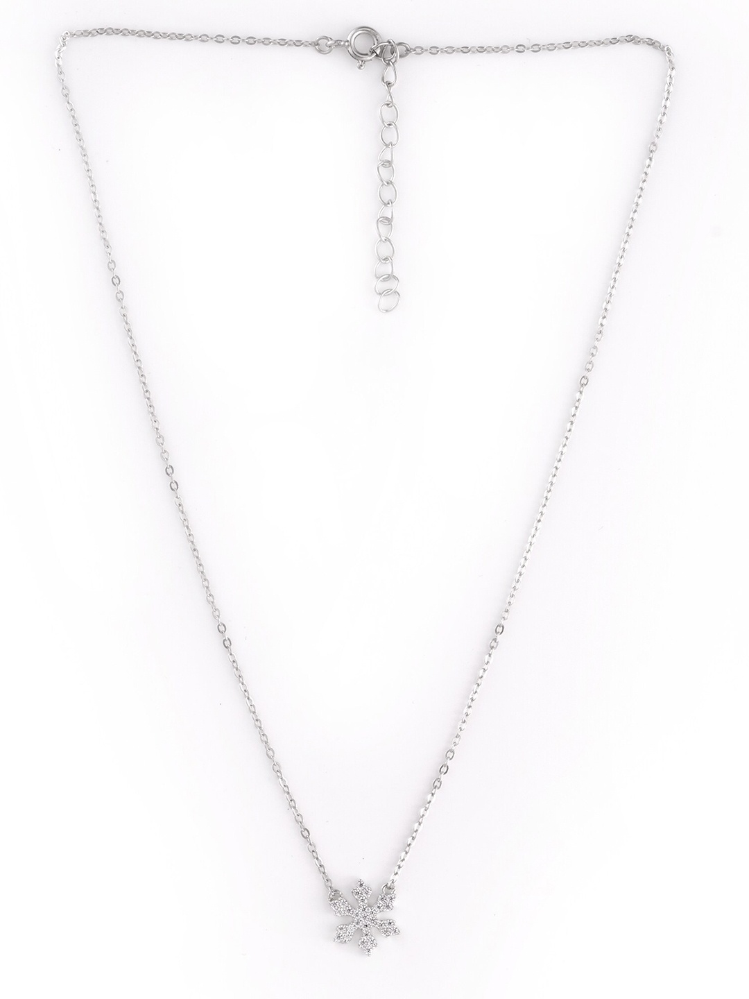 

AKSA Rhodium-Plated Snowflake Necklace, Silver