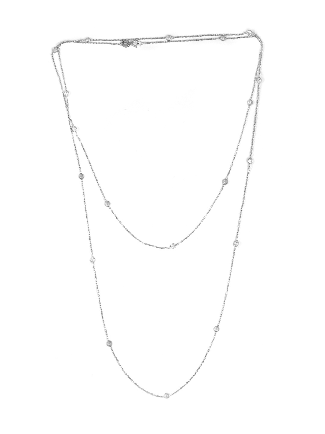 

AKSA Silver Rhodium-Plated Layered Necklace