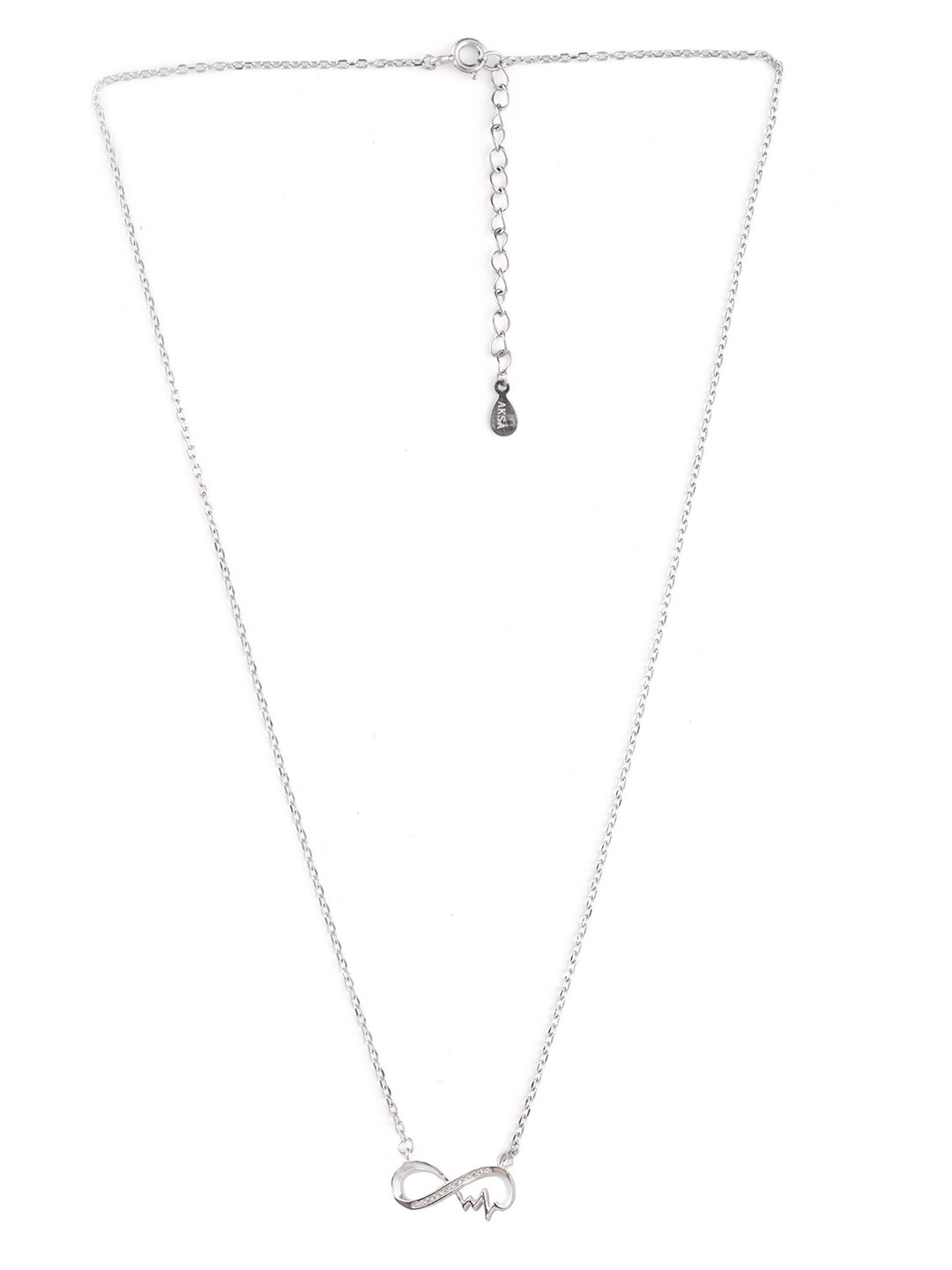 

AKSA Rhodium-Plated Cubic Zirconia Heartbeat Necklace, Silver