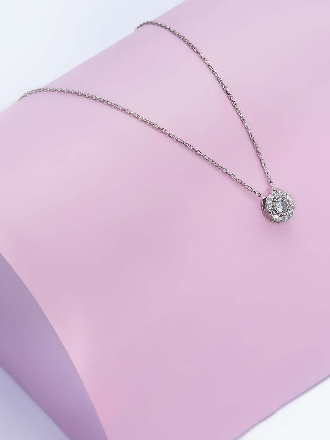 

AKSA 925 Sterling Silver Rhodium-Plated Cubic Zirconia Chain