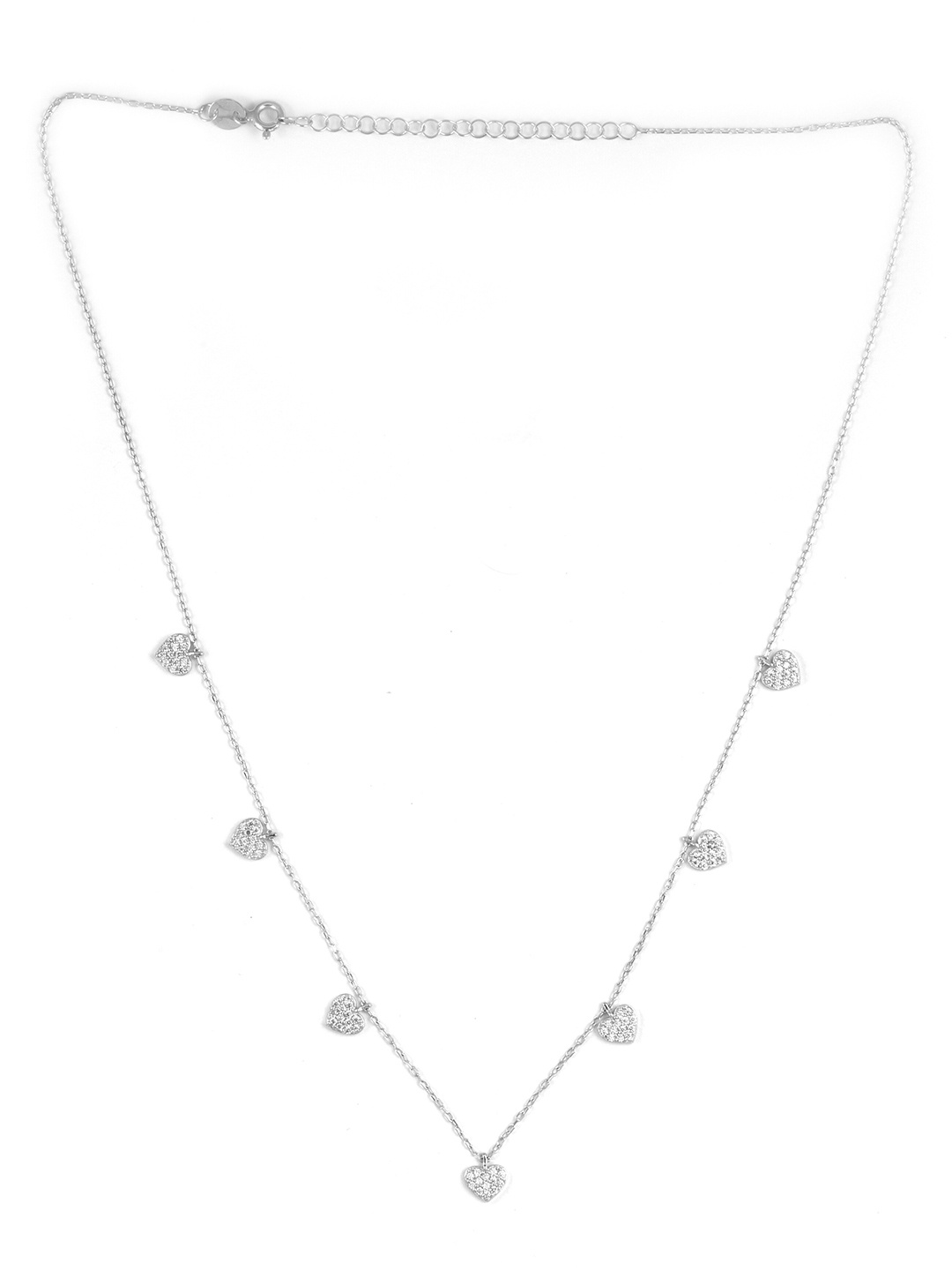 

AKSA 925 Sterling Silver Rhodium-Plated Cubic Zirconia Studded Necklace