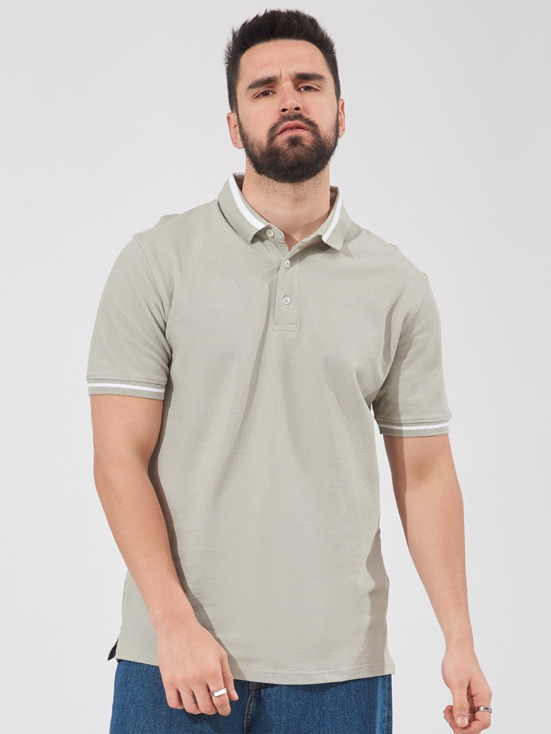 

Maniac Half Sleeve Slim Fit Cotton Polo T-shirt, Grey