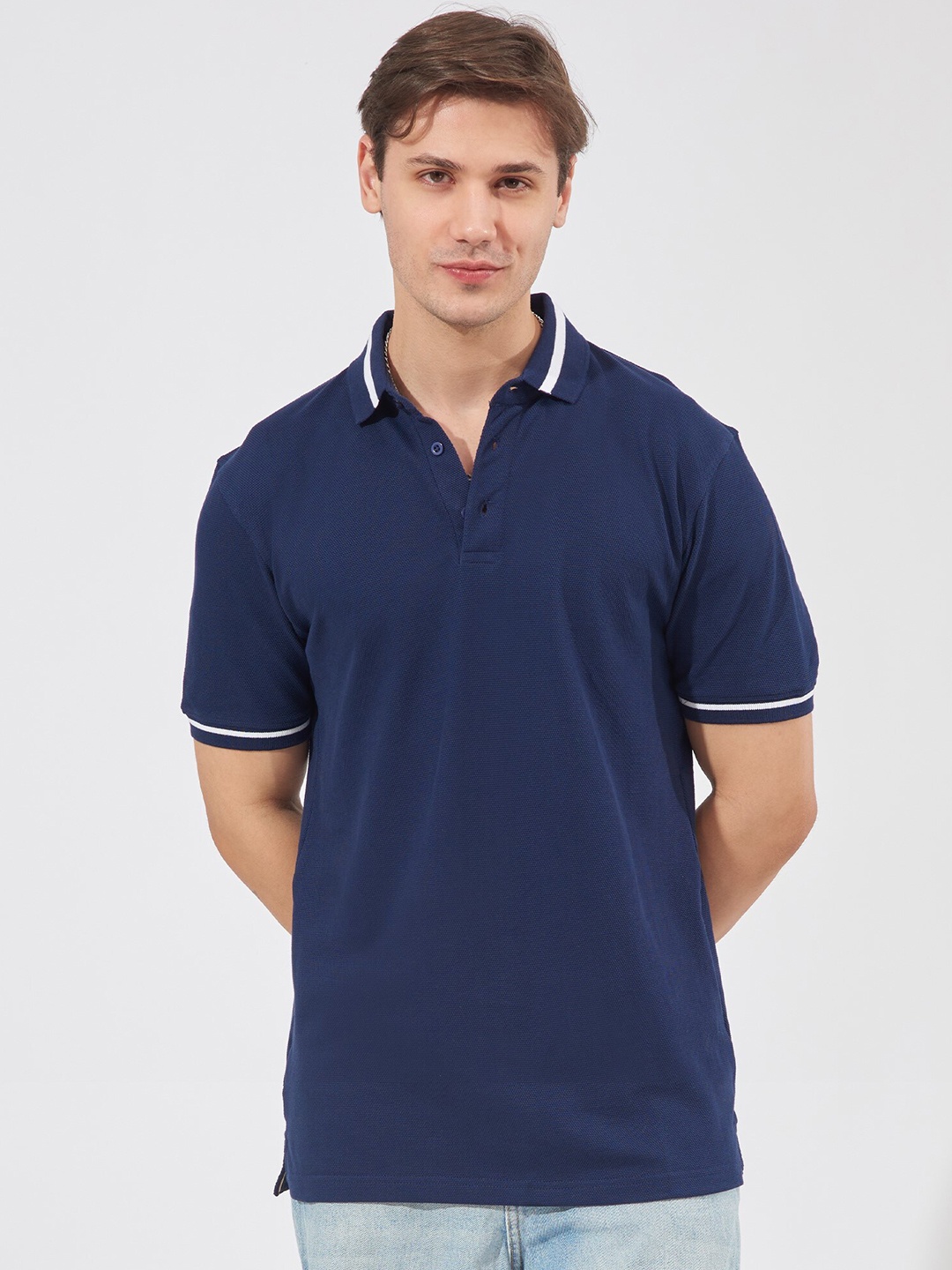 

Maniac Polo Collar Slim Fit Cotton T-shirt, Blue