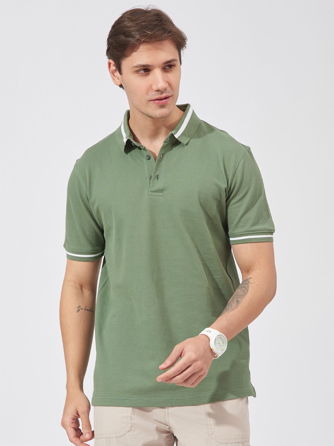 

Maniac Polo Collar Slim Fit Cotton T-shirt, Green