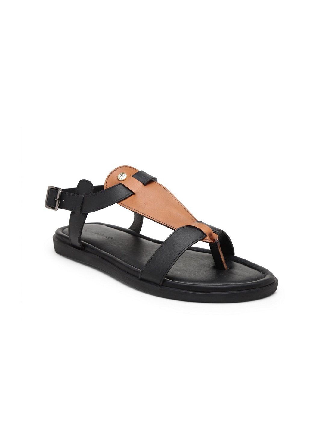 

BEAVER Men Open Toe Leather Comfort Sandals, Black