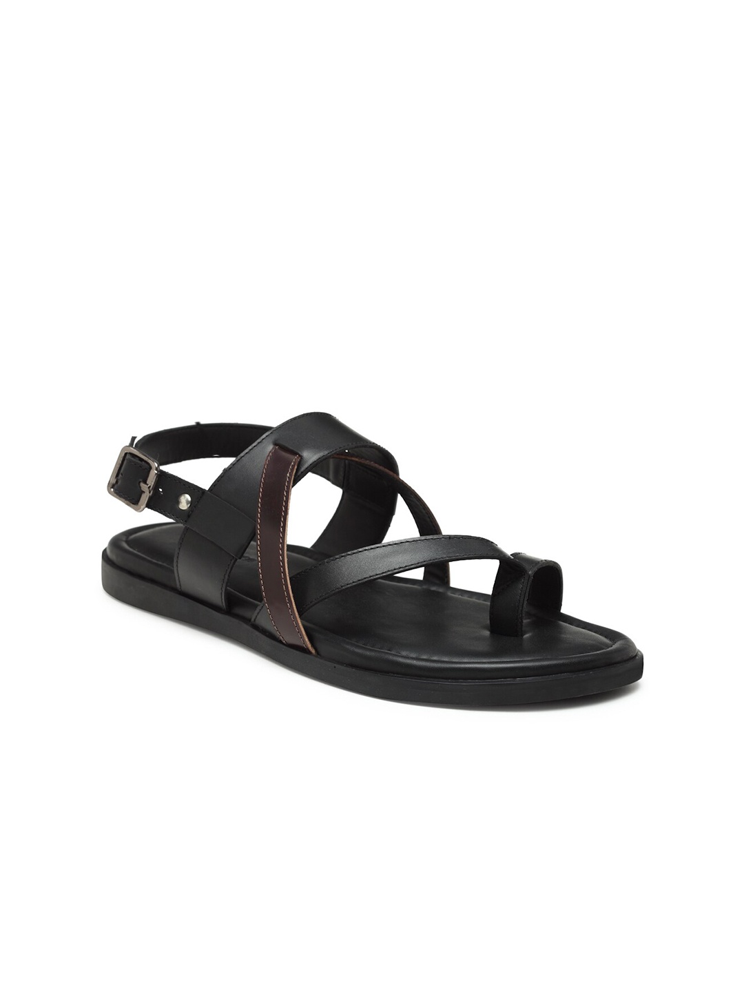 

BEAVER Men One Toe Leather Comfort Sandals, Black