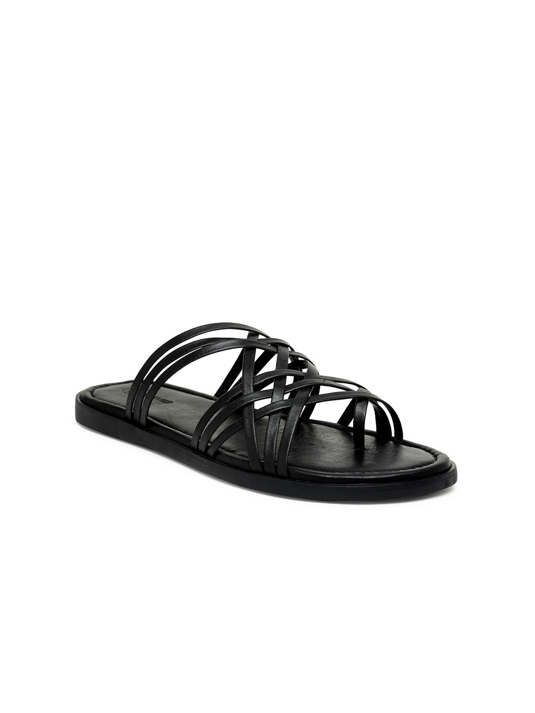 

BEAVER Men One Toe Leather Comfort Sandals, Black