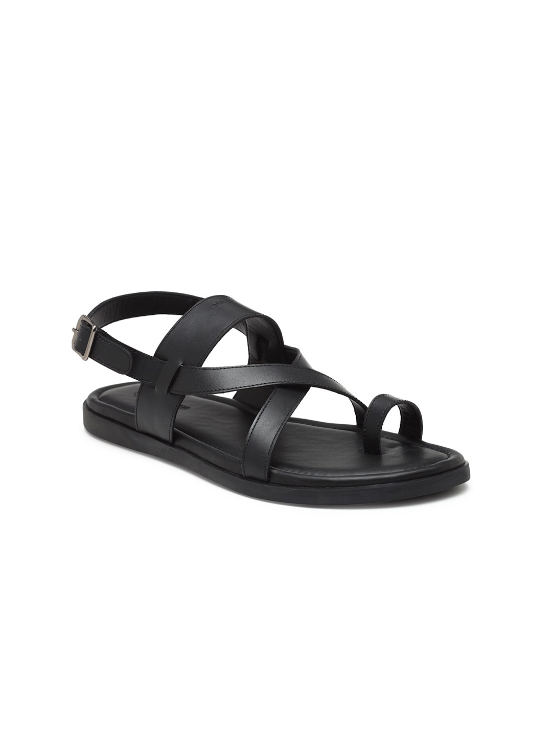 

BEAVER Men One Toe Leather Comfort Sandals, Black
