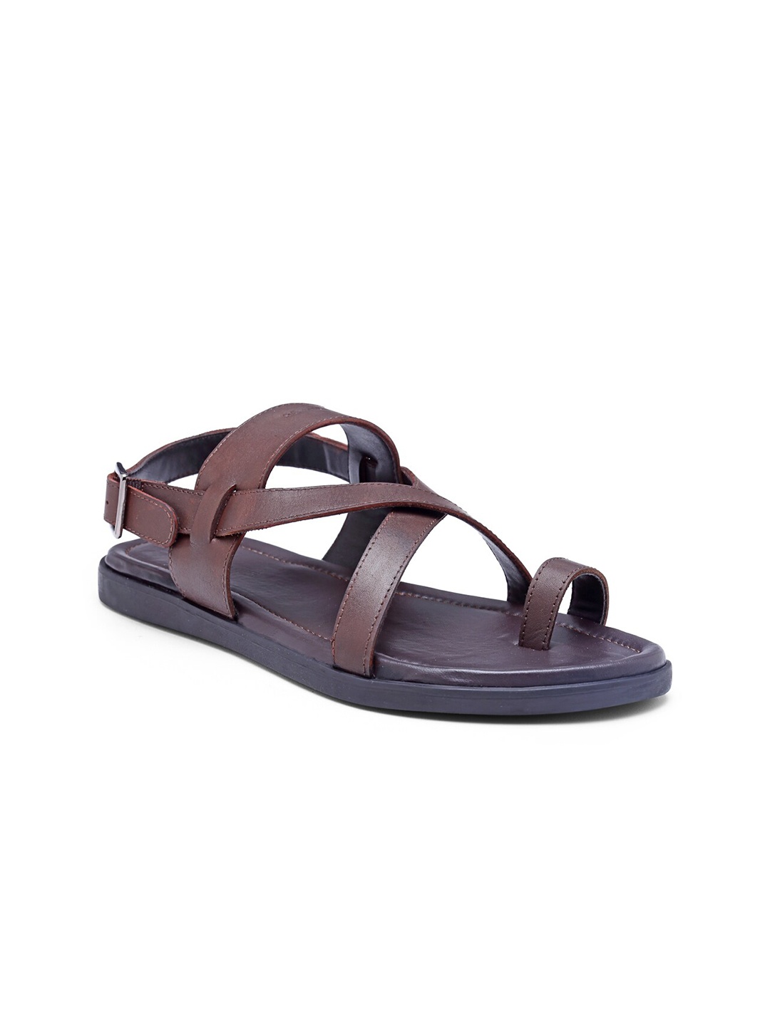 

BEAVER Men One Toe Leather Comfort Sandals, Brown