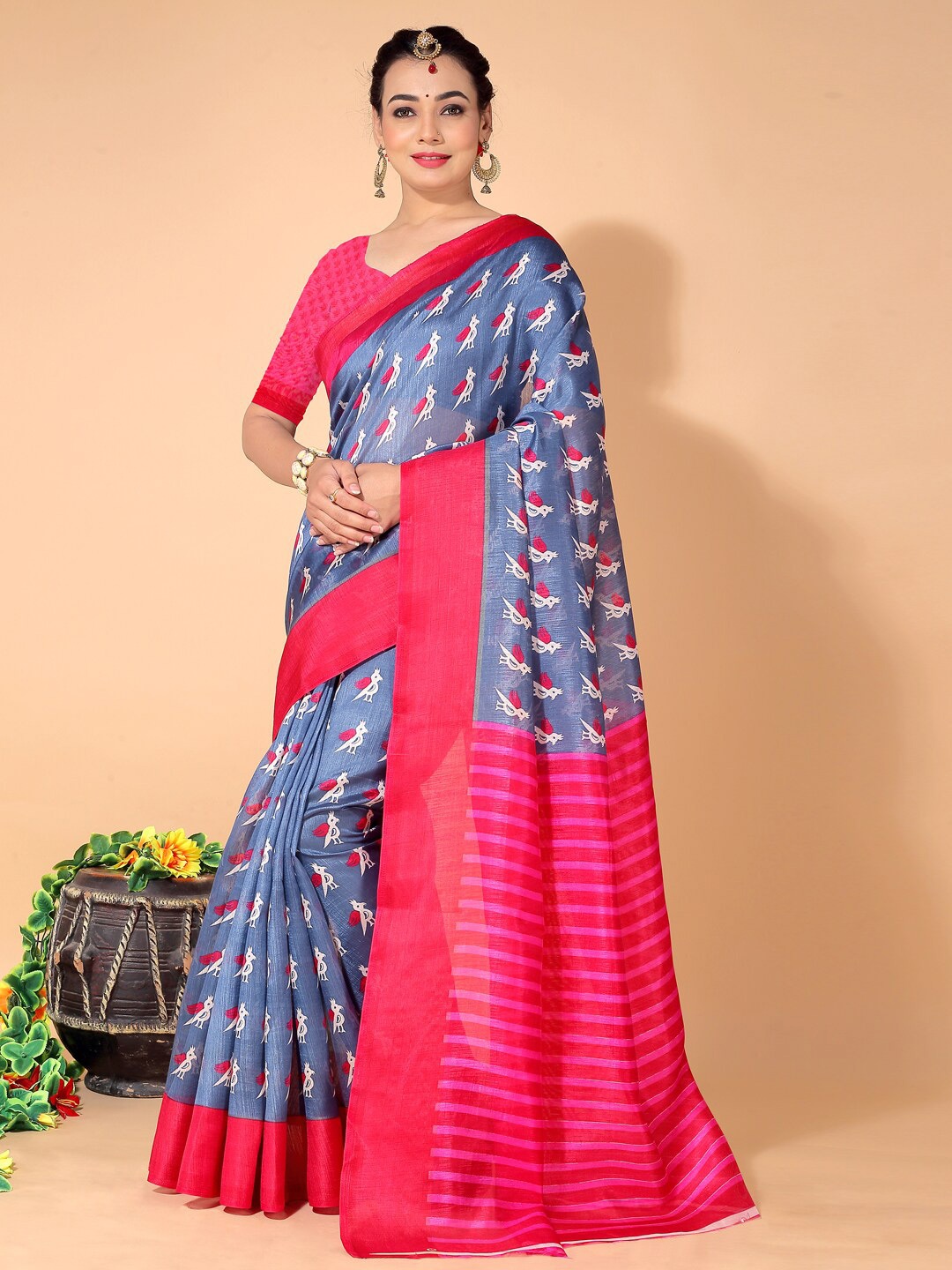 

Florence Ethnic Motifs Zari Saree, Grey