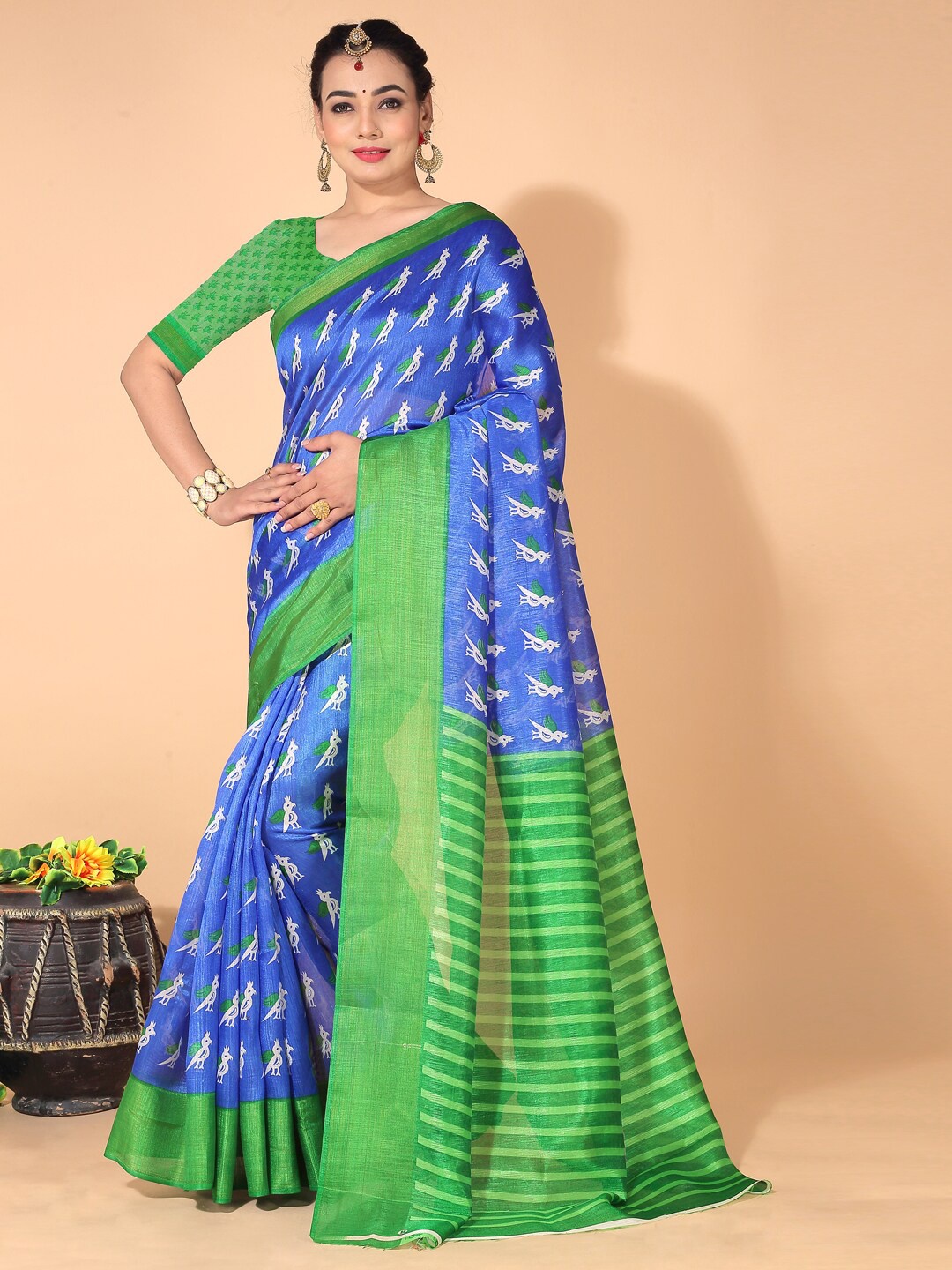 

KALINI Ethnic Motifs Saree, Blue
