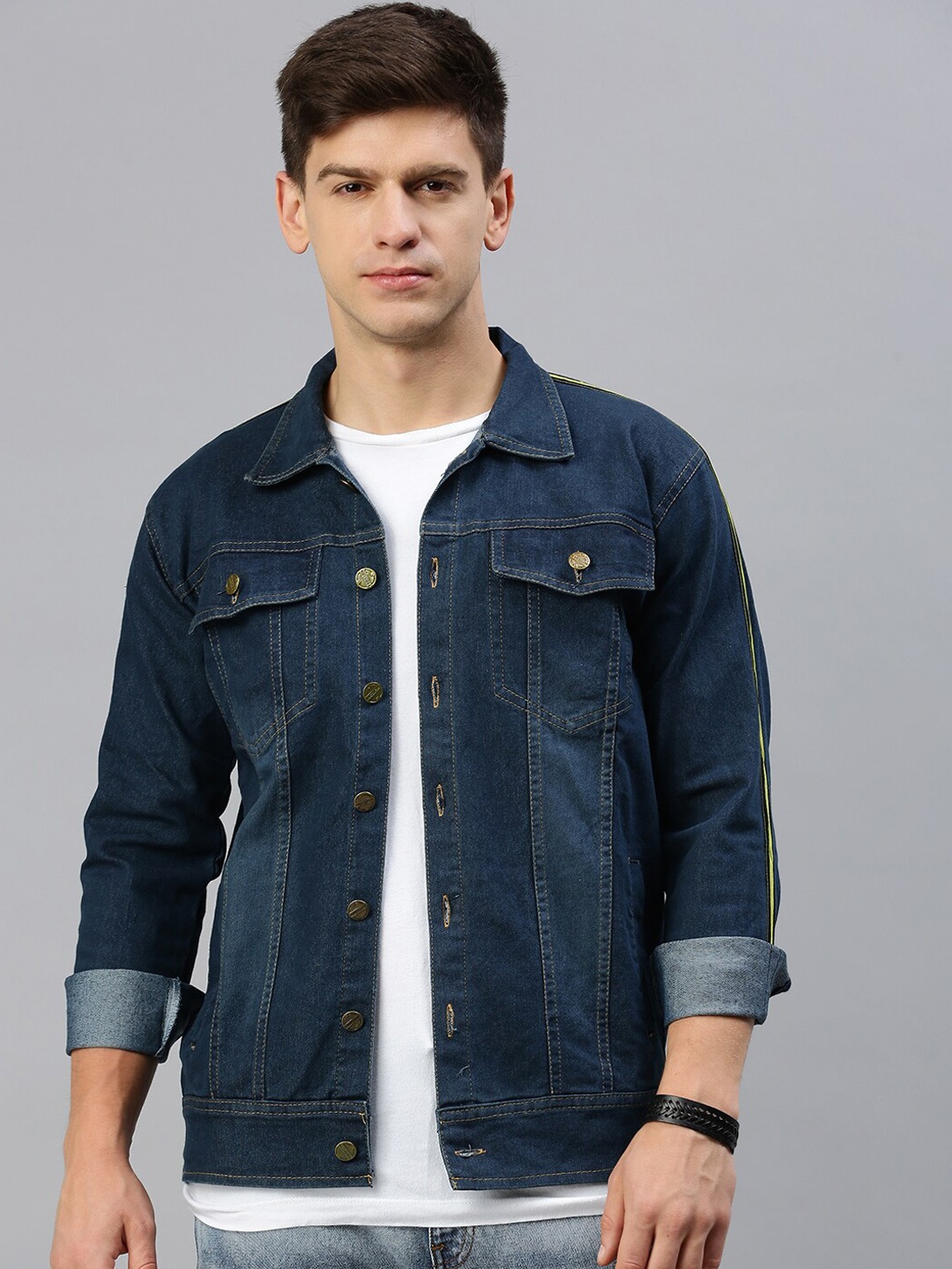 

VOXATI Washed Spread Collar Denim Jacket, Blue