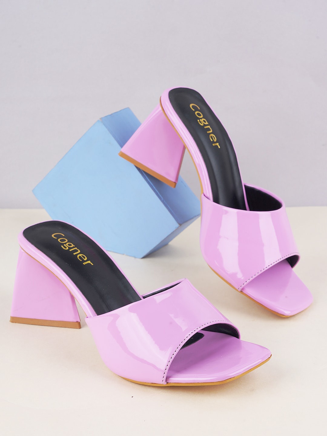 

Cogner Open Toe Block Heels, Lavender