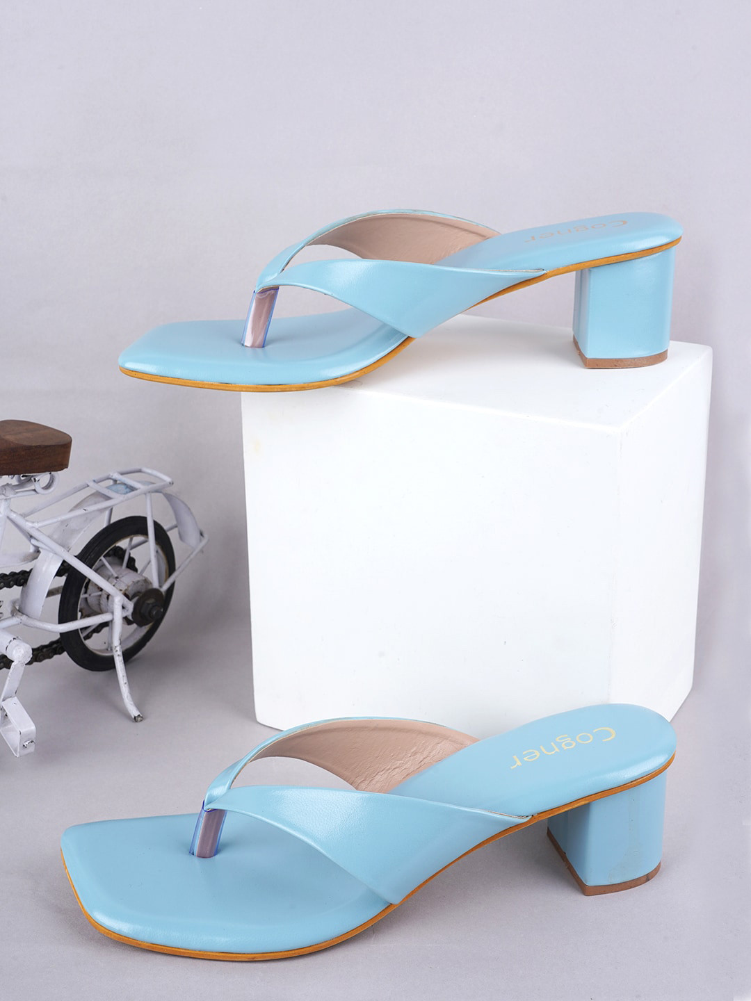 

Cogner T-Strap Block Heels, Blue