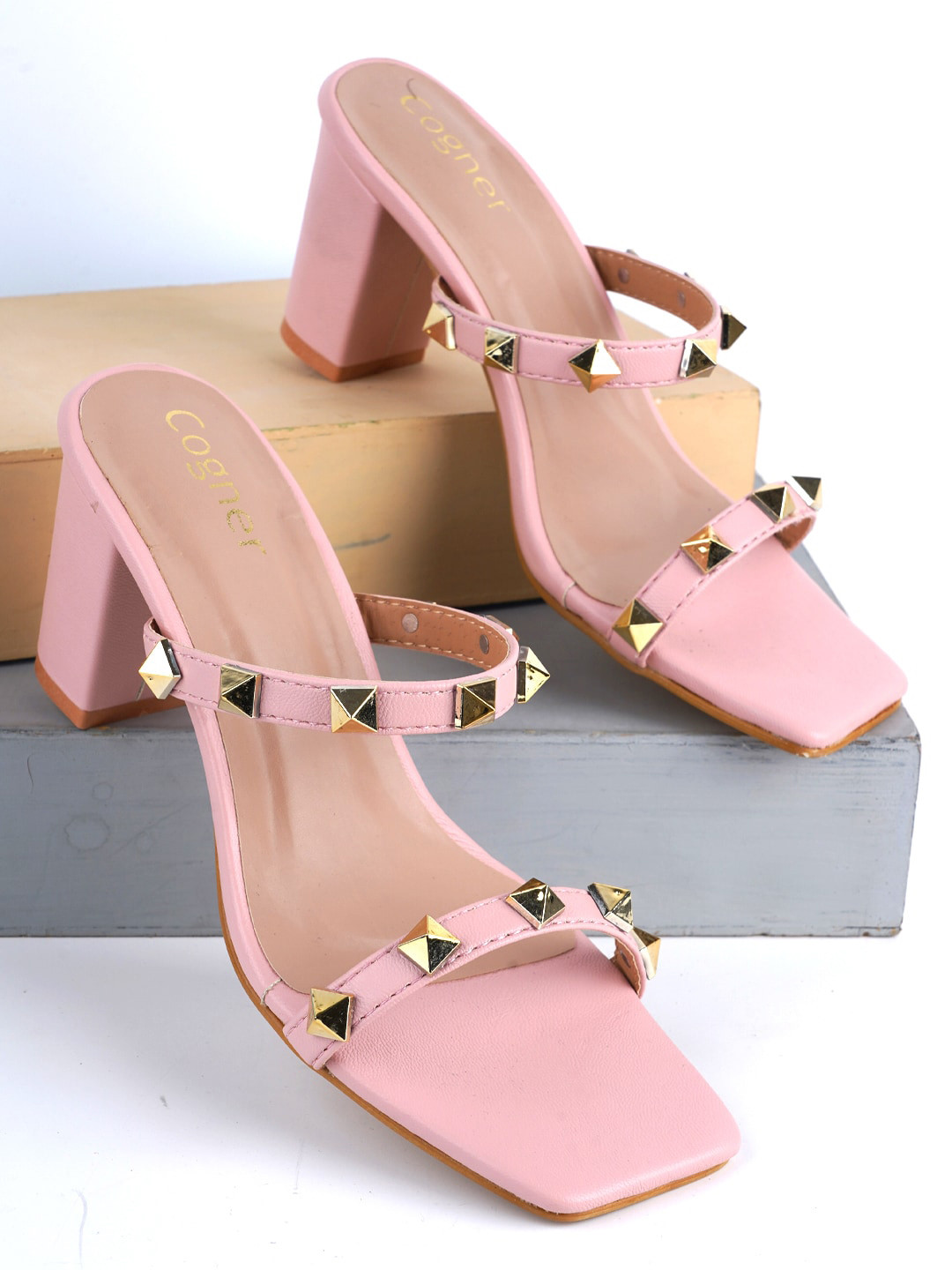 

Cogner Embellished Block Heels, Pink