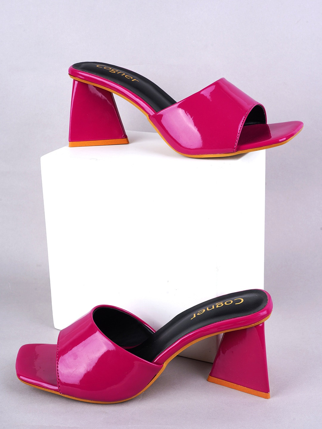 

Cogner Open Toe Block Heels, Pink