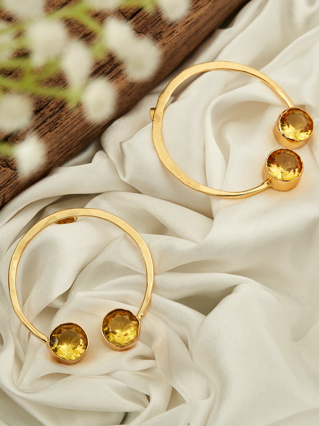 

ATIBELLE Gold-Plated Stone Studded Circular Drop Earrings