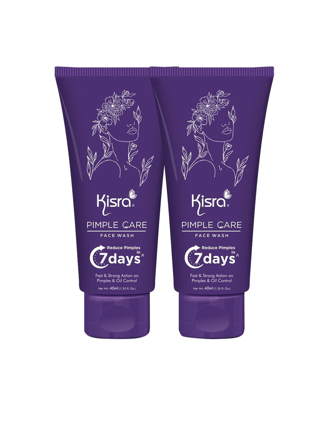 

KISRA Set of 2 Pimple Care Face Wash with Tea Tree & Neem - 40 ml Each, Purple