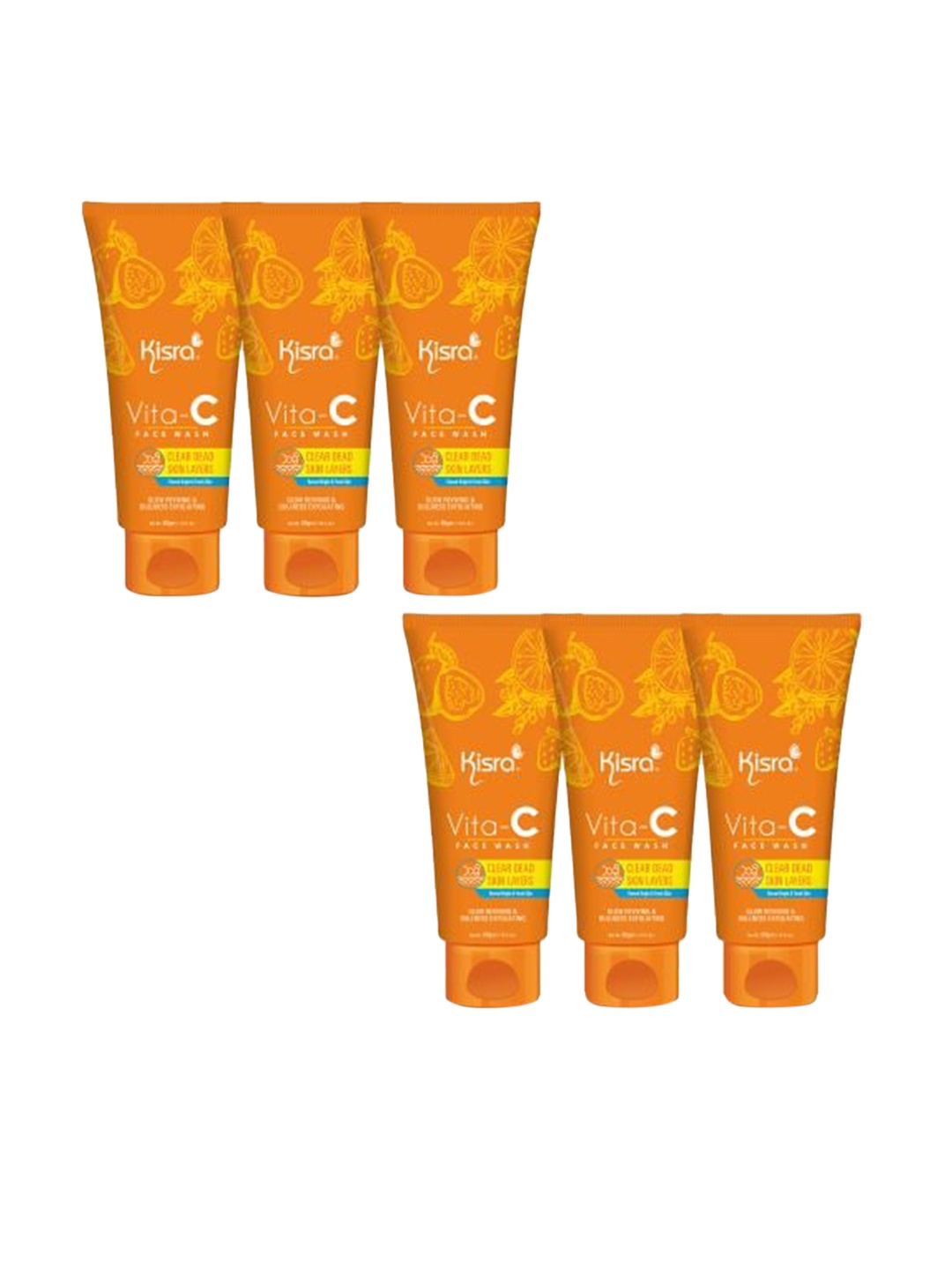 

KISRA Set of 6 Vita-C Clean Dead Skin Layers Face Wash for Oil Control - 50 g Each, Orange