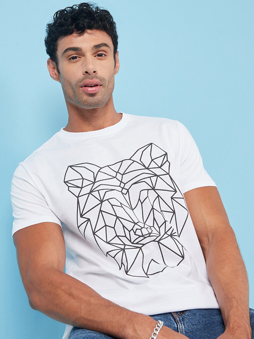 

Styli Abstract Animal Print Regular Fit T-Shirt, White