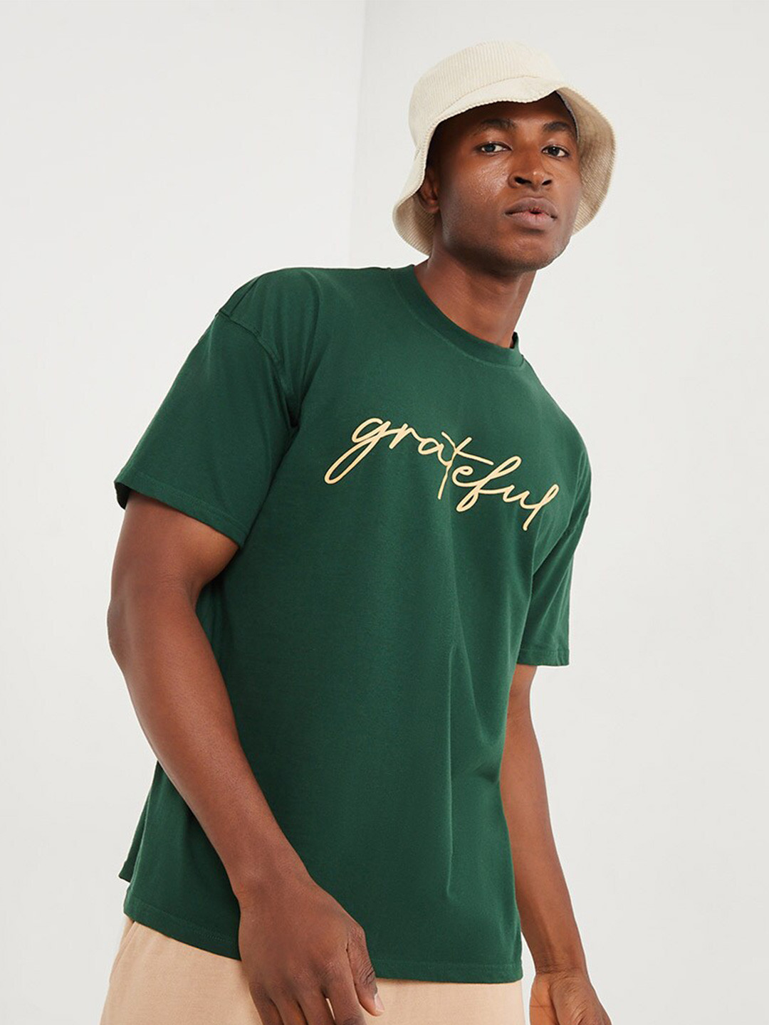 

Styli Oversized Typography Print T-Shirt, Green