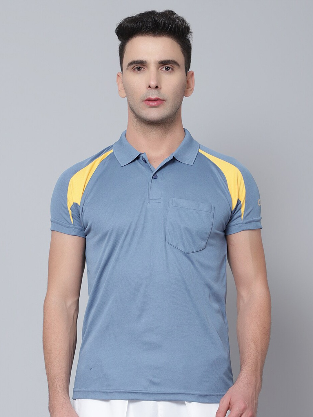 

Shiv Naresh Polo Collar Raglan Sleeves 3D Fit T-shirt, Grey