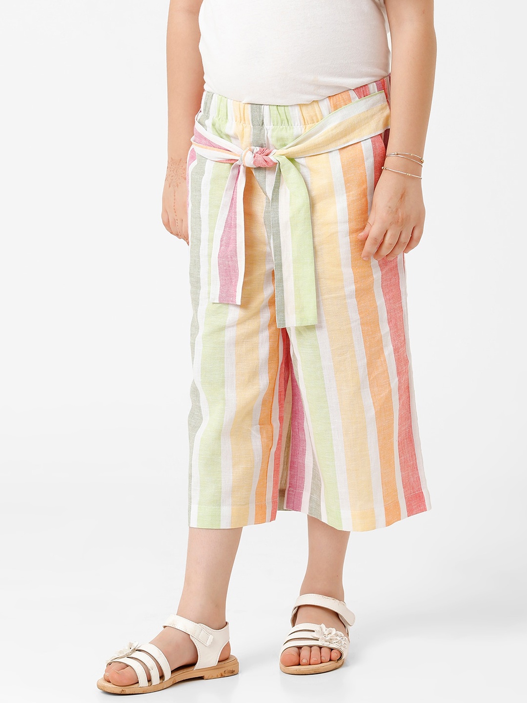 

KATE & OSCAR Girls Striped Relaxed Culottes Trousers, Green