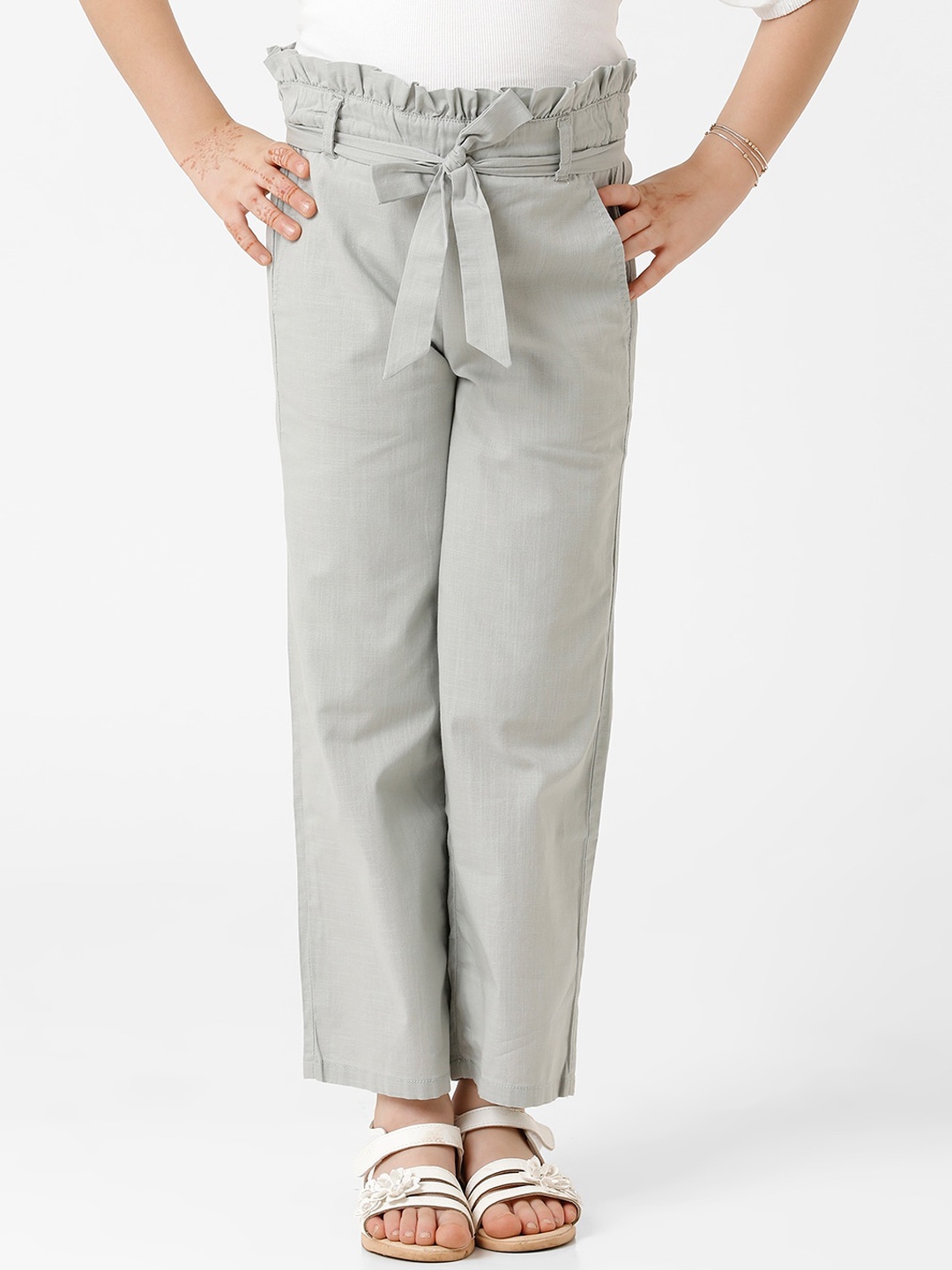 

KATE & OSCAR Girls Relaxed High-Rise Trousers, Grey