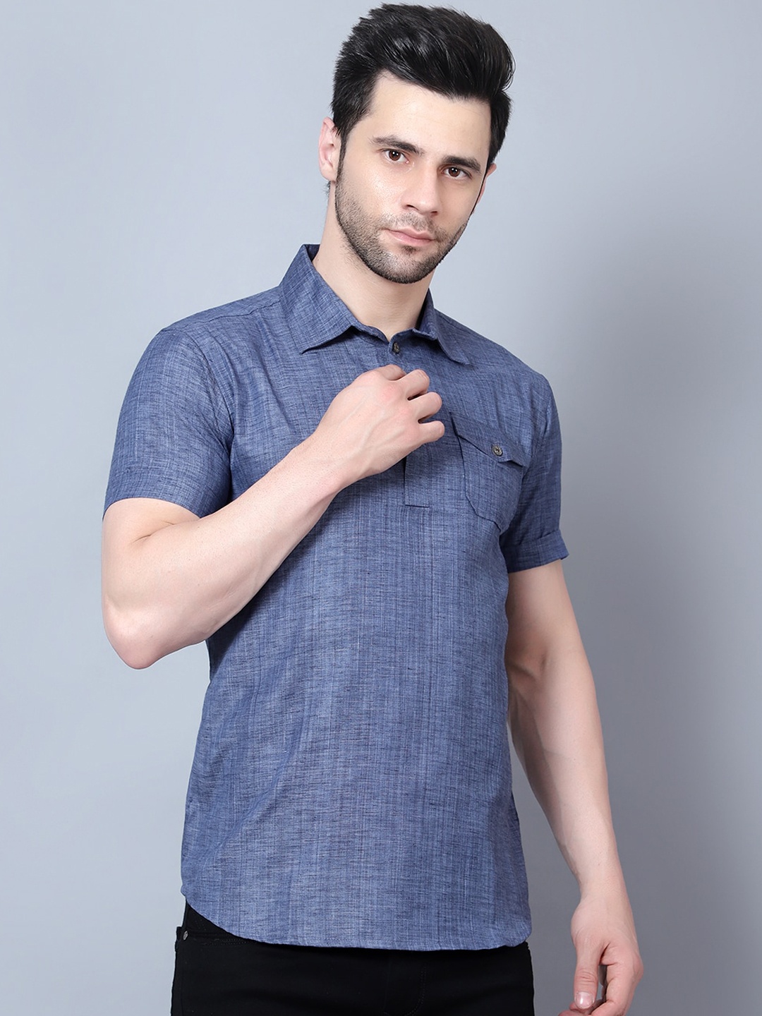 

HERE&NOW Men Grey Thread Work Pathani Kurta